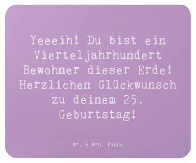 Produktbild von Mr. & Mrs. Panda Mousepad Spruch 25. Geburtstag - Lavendeltraum - Geschenk, Meilenstein, Geburtstagswünsche, mousematte, Lebensreise, Liebevoll, mauspad laptop, Mouse Pad
