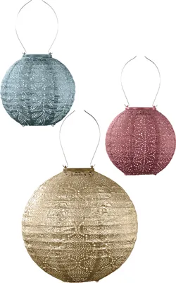Produktbild von LUMIZ Gartenbeleuchtung - Außenleuchten - Runden Satz - 3 Stücke - Solarlamp - Graublau/Gold/Kupfer