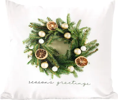 Produktbild von MuchoWow® Zierkissen Sofakissen Wohnzimmer Dekokissen 45x45 cm Winter - Tannenbaum - Orange - Schlafpolster - Polster für das Sofa