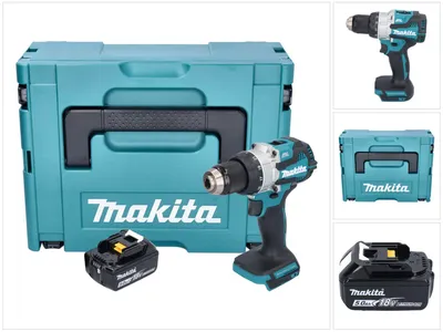 Image de Makita DHP 489 T1J Perceuse-visseuse à percussion sans fil 18 V 73 Nm Brushless + 1x batterie 5,0 Ah + Makpac - sans chargeur