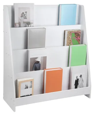 Image de Étagère à livres pour enfants, sur roulettes, en bois, blanche, dimensions : 30 x 70 x 88 cm