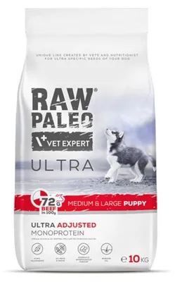 Obrázek produktu pro VetExpert RAW PALEO Ultra Medium&Large Puppy Beef - dry food for puppies - 10 kg