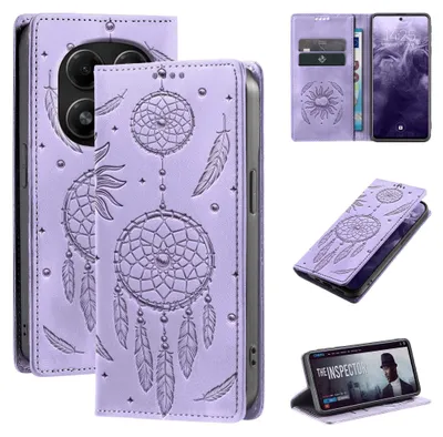 Produktbild von Handyhülle für Xiaomi Redmi Note 15 / 15 5G RFID Schutz Klapphülle Case Cover Blumen Design Traumfänger Schutzhülle Farbe: Violett