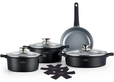 Image de Batterie de Cuisine 9 Pièces Noir tous feux dont induction Lake Geneva Collection Swiss Haus SH-LG3009B