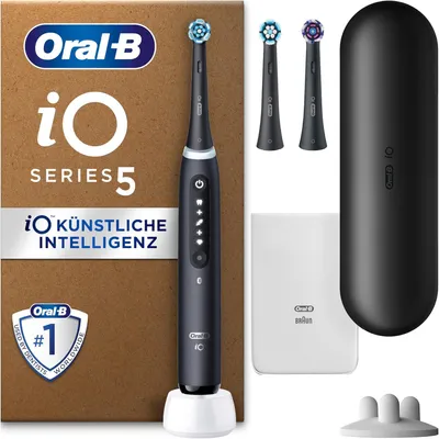 Image de Oral-B iO Series 5 Plus Edition Brosse à dents électrique/Electric Toothbrush, 5 modes de brossage pour l'hygiène dentaire, étui de voyage, matt black