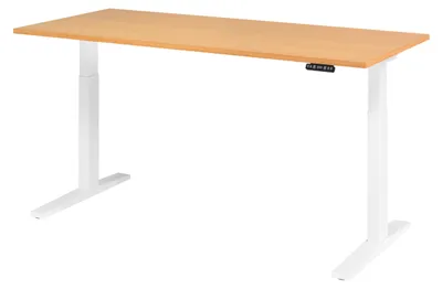 Produktbild von bümö Schreibtisch elektrisch XMKA - Nachbildung: Buche, Größe: 180 x 80 cm, Gestell: Weiß