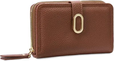 Produktbild von Geldbörse Damen, Klein Portemonnaie Geldbeutel RFID-Schutz aus Weichem Leder, Brieftasche mit Münzfach, Druckknopf Reißverschluss und Viele Fächer