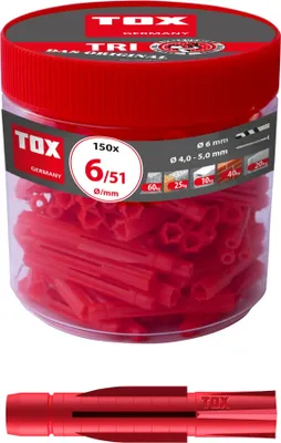 Immagine prodotto di TOX 010260041 TOX TRI 6/51 010260041 Universaldübel Ø 6 mm x 51 mm, 150 St.
