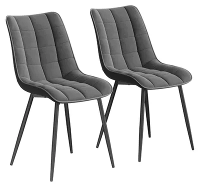 Esszimmerstuhl Set 2er, Samt, Metallbeine, dunkelgrau