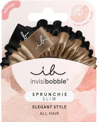 Produktbild von invisibobble Sprunchie Slim – True Golden, Haarband, Schwarz, Bronze, Einfarbig, Erwachsene, 2 Stück(e)