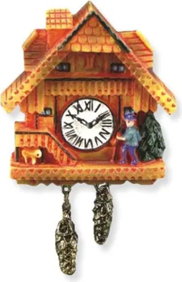 Zdjęcie produktu dla Miniaturowy zegarek z kukułką w kolorze miodowym, wykonany z porcelany, przedmiot kolekcjonerski