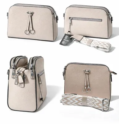 Immagine prodotto di Borsa a tracolla beige e nera, modello "Trend" di Jessica Bags, dal design elegante e alla moda