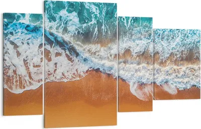 Produktbild von Bild auf Leinwand - Leinwandbild - 4 Teile - Sand Wasser Strand - 120x70cm - Wand Bild - Wanddeko - Wandbilder - Leinwanddruck - Bilder - Wanddekoration - Leinwand bilder - Wandbild - DL120x70-5021