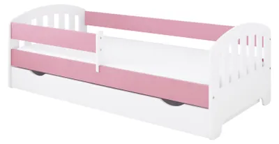 Produktbild von Kinderbett 80x160 | 80x180 | 90x200 cm mit Schublade, Rausfallschutz & Lattenrost in pink 180 x 80 Mädchen Jungen Bett