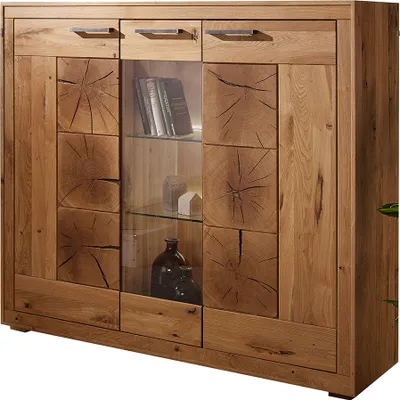 Produktbild von Highboard 150cm breit, Wildeiche massiv geölt, montiert, WINNIPEG-69