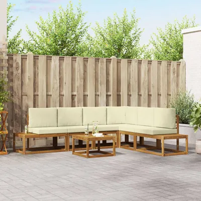 Produktbild von Outdoor-Sofagarnitur - VIDAXL - Terrassen-Sofa - mit Kissen - 7 Stück Natur und Creme