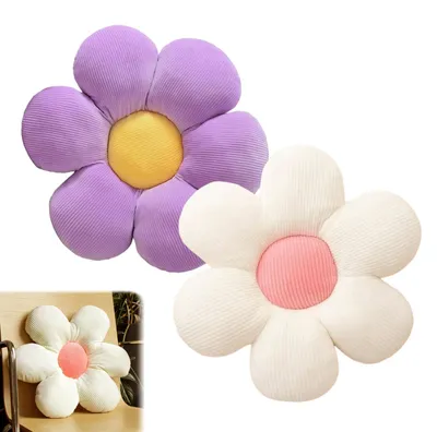 Blumen-Bodenkissen 2er-Set, 38 cm, lila/weiß, Sitzkissen