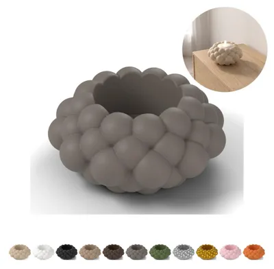 Image de Photophore LED Bubble 3,7 cm, texture à bulles, en PLA – Gris