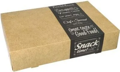 Produktbild von Papstar Good Food Transport- & Catering-Karton, eckig, naturbraun, aus Frischfaser-Pappe, umweltfreundlich, stabil, fettdicht, einteilig, hitzebeständig bis 70°C, 350 g/m², 10 Stück, klein