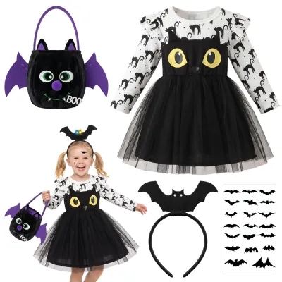 Fledermaus Kostüm Halloween mit Tüllrock und Accessoires