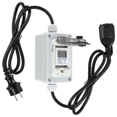 Zdjęcie produktu dla Inteligentny licznik energii elektrycznej Eikuavons do urządzeń mobilnych, 230V, 60A, mierzący zużycie energii w kWh, klasa szczelności IP67, z funkcją resetowania