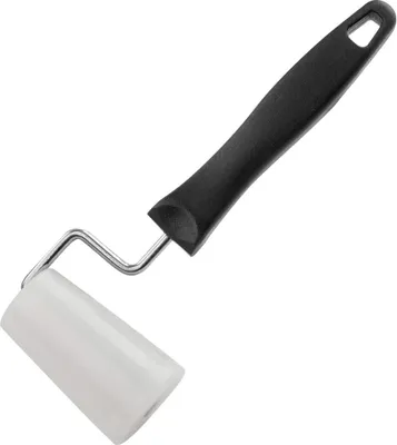 Produktbild von FMprofessional Teigrolle Chef, Roller aus hochwertigem Edelstahl, Nudelholz als Backzubehör, Backrolle zum Teigrollen, vielseitige Teigwalze, langlebiger Küchenhelfer (Farbe: Schwarz / Weiß)