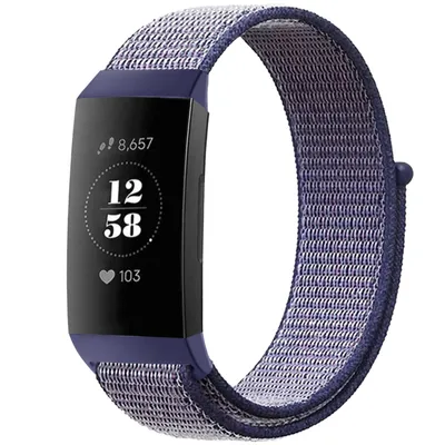 Produktbild von Strap-it Fitbit Charge 4 Nylonarmband (Dunkelblau)