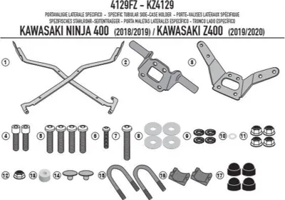 Produktbild von Zentraler Kofferraumträger Für Kawasaki Ninja Z 400 (19-20) (Ohne Platte)