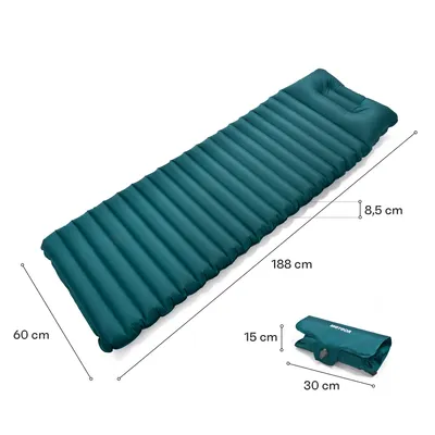 Produktbild von Campingmatte Camping Isomatte, Kompakte, Schlafmatte mit leichtem, Ultraleichte Isomatte mit Kopfkissen Meteor, 2 in 1 wasserdichter Drybag mit Pumpfunktion, 188×60×8,5 cm marineblau