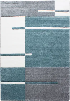 Productafbeelding van Kortpolig vloerkleed voor de woonkamer, blauw, rechthoekig, 200x290 cm, geruit design