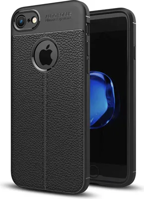Produktbild von Cadorabo Hülle für Apple iPhone 7 / 7S / 8 / SE 2020 Schutzhülle in Schwarz Handyhülle TPU Etui Kunstleder-Applikation