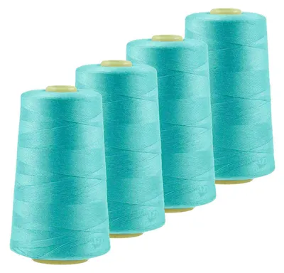 Produktbild von 4 x 4572m Qualitäts Overlock-Garn Overlock-Nähgarn Farbe 821 - 860, Farbe:A833 türkis
