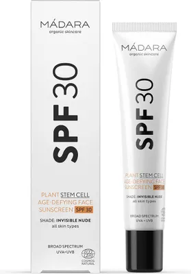Zdjęcie produktu dla MÁDARA Cosmetics Plant stem cell age-defying face sunscreen SPF30, Krem z filtrem przeciwsłonecznym, Twarz, Tubka, Ochrona, Skóra normalna, 40 ml