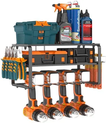Produktbild von Werkzeugspeicher Wandregal 4 Ebenen Schlagbohrschrauber Halter für Garage