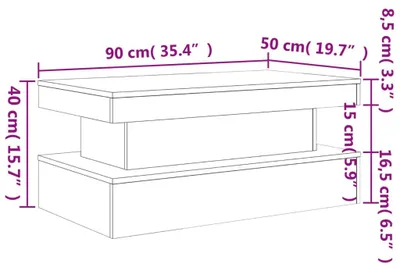 Imagen del producto de Mesa de centro vidaXL con luces LED, color gris hormigón, 90x50x40 cm