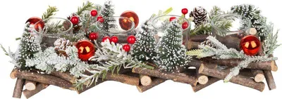 Obrázek produktu pro Ikebana MagicHome Vánoce, adventní, přírodní, se stromečky, 36x13x12 cm