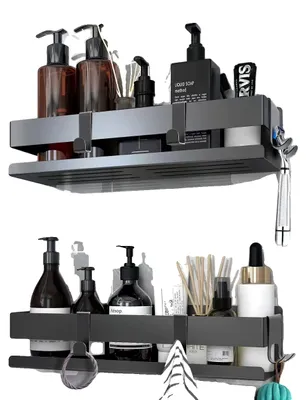Produktbild von Duschregal, Wandmontage, Selbstklebende Installation, schwarz