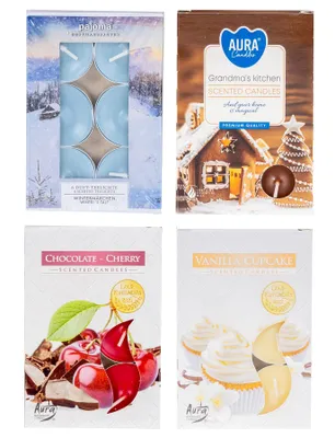 Produktbild von 24 Teelichter 4x6 Stück Vanille Schoko Kirsche Wintermärchen Duftkerzen Deko Kerzen Aroma Duft Weihnachtsdüfte Weihnachtlich