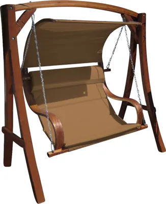 Produktbild von ALEOS. Hollywoodschaukel Gartenschaukel MERU BRAUN aus Holz Lärche inkl. Abdeckung für 2 Personen
