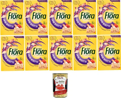 Produktbild von Flora Riso Gran Risotto, für Risottos mit vollmundigen und gut geschälten Körnern 10x1kg + Italian Gourmet polpa 400g