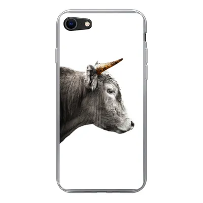 Produktbild von MuchoWow® Handyhülle Schutzhülle Hülle für iPhone 8 Schottischer Highlander - Horn - Gold Silikon Softcase Handy Hülle - Schutzhaube