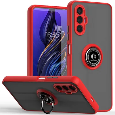 Obrázek produktu pro Pouzdro pro Tecno Pova 3 matné průsvitné TPU pouzdro s prstencovým držákem a stojánkem Červený