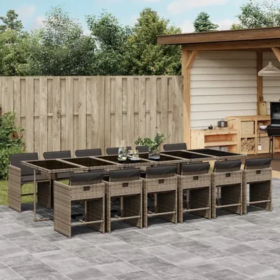 Image de BEI CLORIS Ensemble de meubles de jardin Balcon Ensemble de 13 pièces de jardin avec coussins Gris Poly Rattan - Ensemble de meubles de jardin Nouveau8562112 6parcel