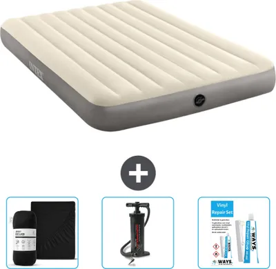 Obrázok produktu pre Nafukovacia posteľ Intex - pre 2 osoby - 152 x 203 x 25 cm - béžová - súčasťou balenia je pripevnené prestieradlo - pumpa a opravná súprava