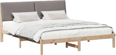 Image de Cadre de lit Marron et taupe 180 x 200 cm Bois massif en pin