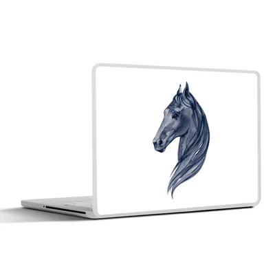 Produktbild von MuchoWow® Laptop Aufkleber Sticker Cover Pferd - Aquarell - Blau - Mädchen - Kinder - Mädchen 30x21 cm - Sticker für Laptop - Selbstklebend