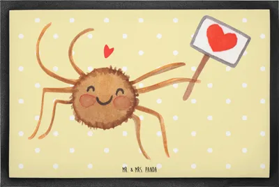 Produktbild von Mr. & Mrs. Panda Fussmatte Spinne Agathe Motivation 60 x 90 cm - Gelb Pastell - Geschenk, Schmutzmatte, Türvorleger, fußmatte, Dankeschön, Liebe, Vertrauen, Glück