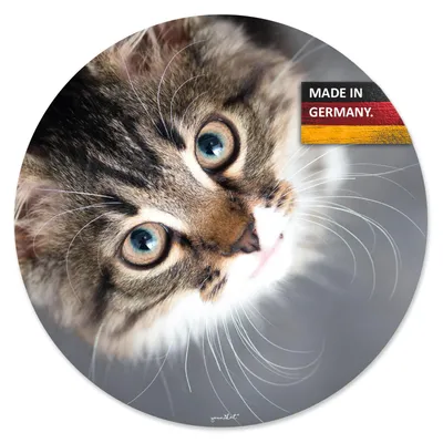 Produktbild von younikat Mauspad Katze I Ø 22 cm rund Mousepad in Standard-Größe rutschfest I für Mädchen Teenager Frauen I Katzenblick I dv421