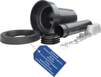 Produktbild von BADfabrik24 PE-Wand-WC-Anschlussgarnitur 180 mm, G DN 90/110 mit verchromten Deckkappen