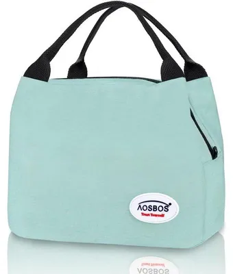 Immagine prodotto di Zaino termico, piccola borsa porta pranzo, borsa porta pranzo da donna, zaino termico da viaggio, zaino termico, borsa porta colazione da bicicletta, pieghevole, impermeabile, con cerniera, 8,5 L, turchese